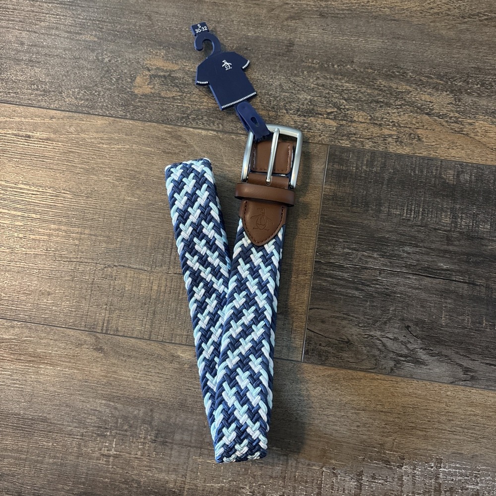 Original Penguin Braided Stretch Belt BLU NWT Men's Small 30-32 - Picture 1 of 5